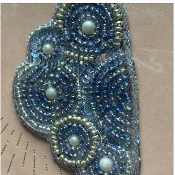 Anthropologie On Cloud Nine sticker and card patch applique silver bead sequin - Picture 5 of 7